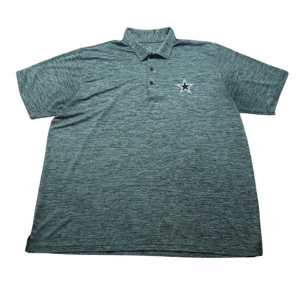 Dallas Cowboys Authentic Mens 2XL Heather Gray Space Dye Performance Golf Polo